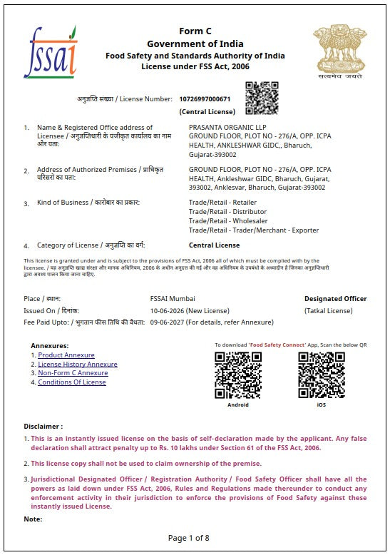 FSSAI CERTIFICATE